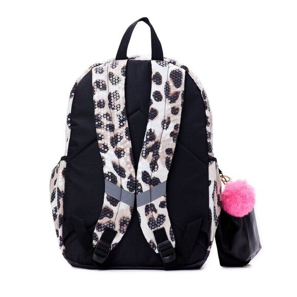 JUSTICE Girls 17" Laptop Backpack Set with Lunch Tote and Pouch Leopard 4 Piece - Picture 4 of 4